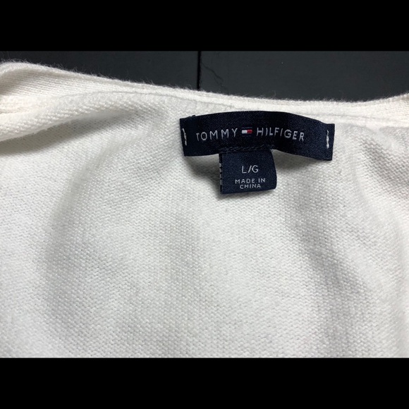 Tommy Hilfiger V Neck Off White Sweater Sz L - Picture 3 of 4